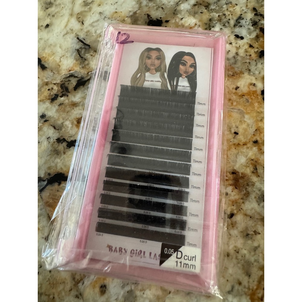 Baby Girl Lashes 0.05 D Curl 11mm Individual Eyelash Extensions Tray Black